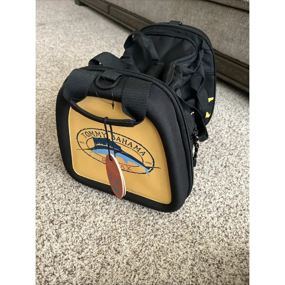 NWT Tommy‎ Bahama Hard Sided Expandable Duffle Bag Black Yellow Travel